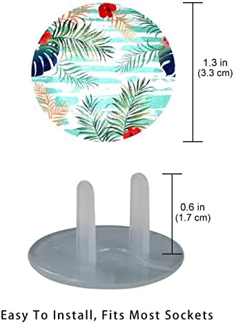 Elektrik Prizi Kapakları 12 Paket, Plastik Tapalar Soket Koruyucu Güvenlik Kapakları-Tropikal Palmiye Yaprakları