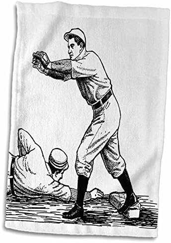 3dRose Florene Vintage - Siyah ve Beyaz 2 Beyzbol Oyuncusu - Havlular (twl-41541-1)
