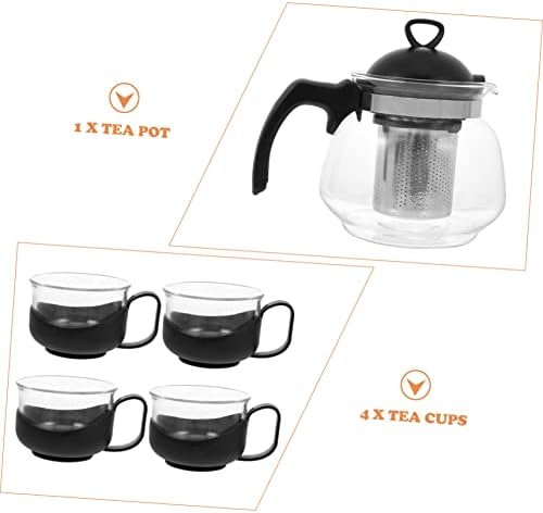 UPKOCH Set çay fincanı yaratıcı paslanmaz Stovetop eve taşınma Teacups yaprak Filtertravel siyah su ısıtıcısı taşınabilir