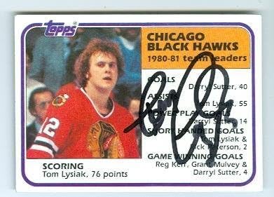 Tom Lysiak imzalı hokey kartı (Chicago Blackhawks) 1981 Topps 49-Hokey Slabbed İmzalı Kartlar