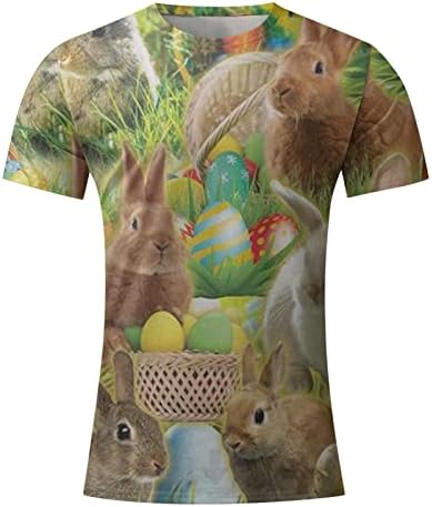 Paskalya Gömlek Erkekler için, sevimli Tavşan Tavşan grafikli tişört Komik Mektup Baskılı Gömlek O-Boyun Kısa Kollu Bluzlar