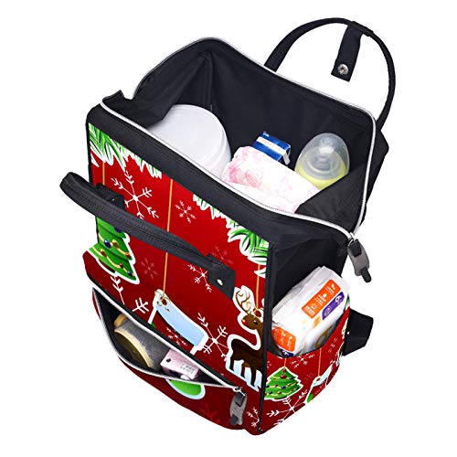 Inhomer Merry Christmas Tebrik Kartı Bezi Çanta Seyahat Anne Nappy Sırt Çantası Büyük Kapasiteli Bebek Bakımı için