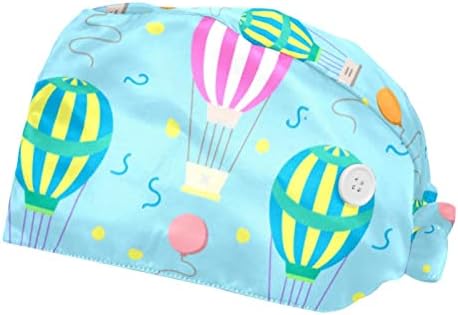2 Paket Sıcak Hava Balonları Desen çalışma kapağı Düğmeleri ile Kadınlar için/Erkekler Ter Bandı Ayarlanabilir Kravat Geri