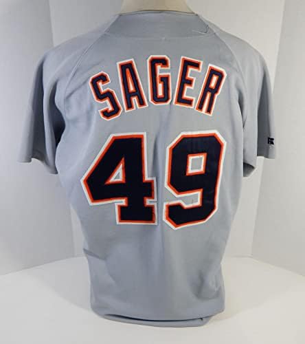 1996 Detroit Tigers AJ Sager 49 Oyun Kullanılmış Gri Forma DP15148 - Oyun Kullanılmış MLB Formaları