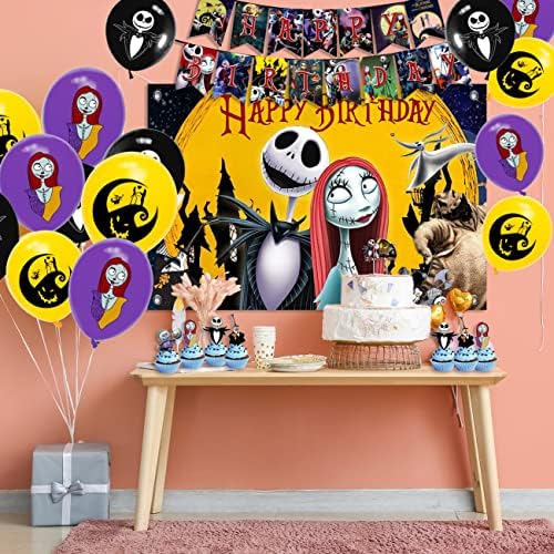 Kabus Doğum Günü Parti Malzemeleri, 5×3ft Parti Zemin Süslemeleri Set İçerir Mutlu Doğum Günü Afiş,Balonlar, Zemin, Kek Toppers