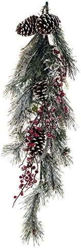 EUROCINSA Ref. 29056 NEVATED Çam Ağaçları ve Kırmızı BERRYS'Lİ Noel Serisi, 1'li Kutu, Kırmızı, 5 x 76 cm