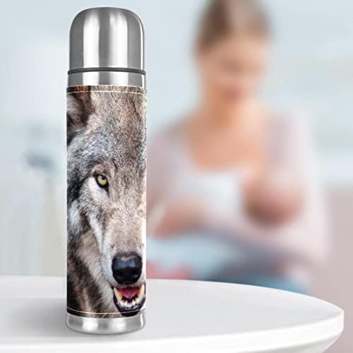 Hayvan Kurt Vakum Yalıtımlı Paslanmaz Çelik Termos Şişeler 16 oz, kullanımlık Sızdırmaz BPA Içermeyen Su Şişesi ile Fincan
