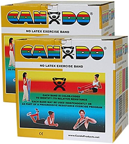 CanDo Twin-Pak Lateks İçermeyen Egzersiz Bandı, 100 Yard, 5 adet Set (1 adet: Sarıdan Siyaha)