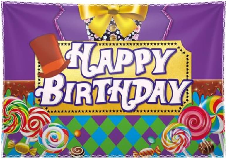 Yrıujul 68x45 inç Kumaş Çikolata Fabrikası Doğum Günü Backdrop Tatlı Şeker Arka Plan Lolipop Candyland Trick or Treat Çocuklar