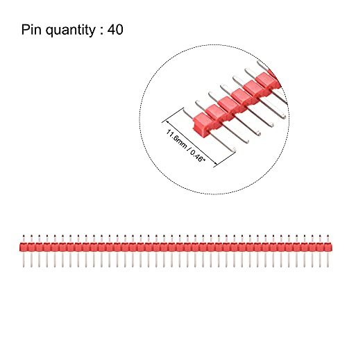 uxcell 20 adet Erkek Pin Başlığı, 40 Pin 2.54 mm Düz Tek Sıra Kırılabilir Başlık Konektörü PCB Pin Şerit, Kırmızı