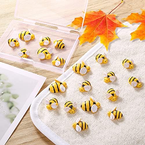 CCOZN 35 Parça Tiny Reçine Arılar, Reçine Arı Dekorları Reçine Bombus Arıları Bezeme Kutusu ile DIY Çelenk Arılar Dekorasyon