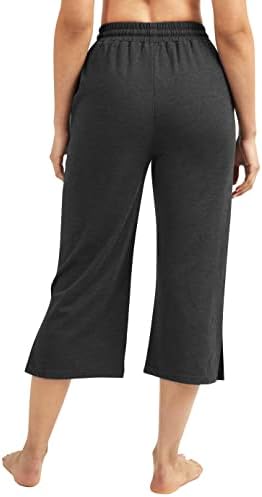 IUGA Geniş Bacak kapri pantolonlar Kadınlar için İpli Kapriler Sweatpants Bölünmüş Hem Salonu Egzersiz Yoga cepli pantolon