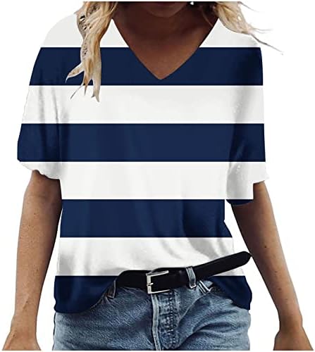 Artı Boyutu T Shirt Kadınlar için Moda Baskılı Üstleri Kısa Kollu V Boyun Tees Casual Gevşek Tunik Bluz Grafik Tees
