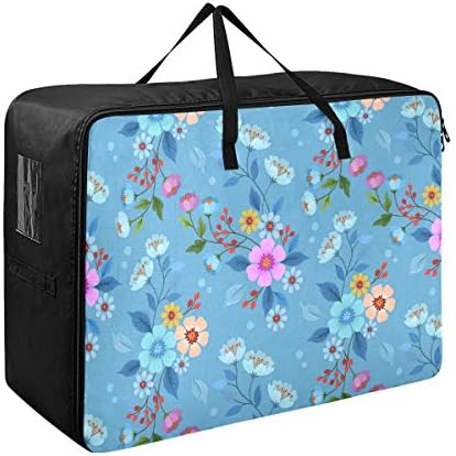 N / A Yatak Altı Büyük Kapasiteli saklama çantası-Renkli Çiçekler Yorgan Giyim Organizatör Dekorasyon Katlanır Fermuar Hareketli