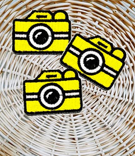 Gerçekten Mini Set Sarı Kamera İşlemeli Çocuklar Karikatür Aplike Demir On Dikmek Amblemi Giyim Kostüm