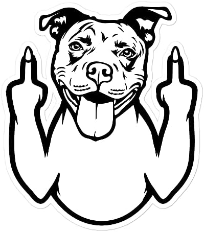 Komik Amerikan Pit Bull Terrier Orta Parmak Köpek Irkı Gülen vinil yapışkan, Amerikan Pit Bull Sevgilisi Sahibi Sticker Hediye