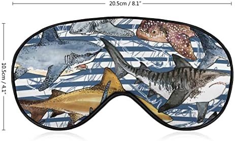 Suluboya Köpekbalıkları Uyku Maskesi Gece Kapağı Göz Kadınlar Erkekler için Blok ışık Uçak Seyahat Şekerleme Ayarlanabilir