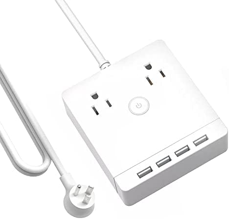 Açma/Kapama Kontrollü, 2 çıkışlı ve 4 USB Bağlantı Noktalı, Kompakt, Ev, Ofis ve Seyahat için Uygun Güç Şeridi