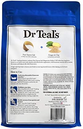 Dr Teal'ın Epsom Tuz Banyosu Birleşik Paketi (Toplam 6 lbs), Lavanta ile Yatıştırın ve Uyuyun ve Zencefil ve Kil ile Detoksifiye