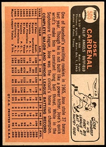 1966 Topps 505 Jose Cardenal Los Angeles Melekleri (Beyzbol Kartı) NM / MT Melekleri