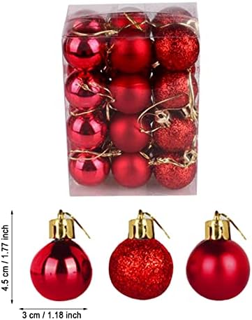 XIOS Noel Dekorasyon Noel Ağacı Kolye Noel Dekorasyon Topu Plastik Noel Ekran Top Kolye 3 cm 24 ADET Noel Süs Seti (D, Bir